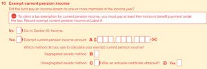 Exempt current pension income